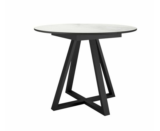 Стол DikLine SKZ100 d1000 Керамика Cristal Onyx Bianco Polished/подстолье черное/опоры черные (2 уп.) | Интернет магазин мебели и декора LifeDekor