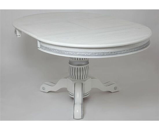 Стол круглый "Милорд" (110х160) Белый+патина серебро | Интернет магазин мебели и декора LifeDekor