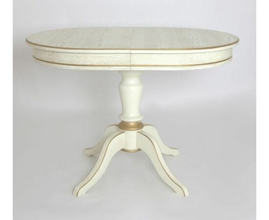 Стол "Капелла-2" (Эмаль 11/Слоновая кость+ патина золото/шпон дуба) Тип 2 | Интернет магазин мебели и декора LifeDekor