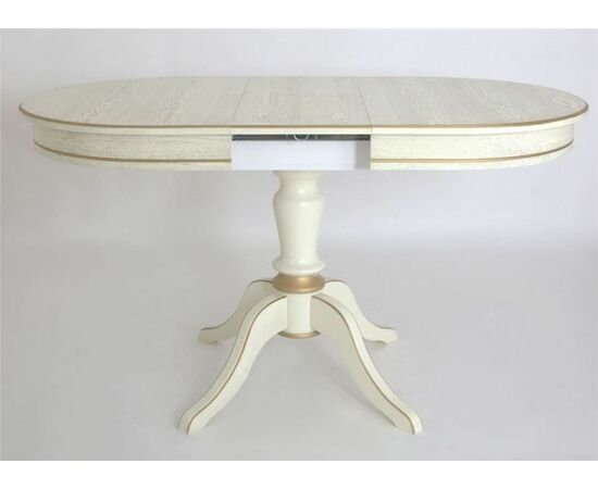 Стол "Капелла-2" (Эмаль 11/Слоновая кость+ патина золото/шпон дуба) Тип 2, изображение 2 | Интернет магазин мебели и декора LifeDekor