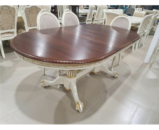 Стол "Азия" стол (комбинированый/подстолье 1013+патина золото/столешница т. орех) | Интернет магазин мебели и декора LifeDekor