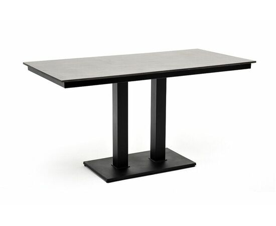 "Каффе" интерьерный стол из HPL квадратный 140х70см, цвет "серый гранит", подстолье двойное черное чугун | Интернет магазин мебели и декора LifeDekor