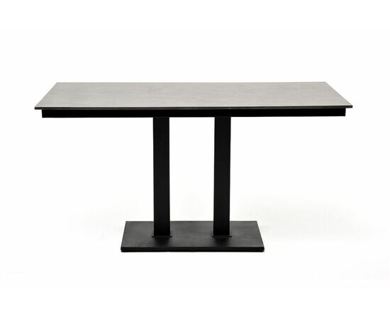 "Каффе" интерьерный стол из HPL квадратный 140х70см, цвет "серый гранит", подстолье двойное черное чугун, изображение 2 | Интернет магазин мебели и декора LifeDekor