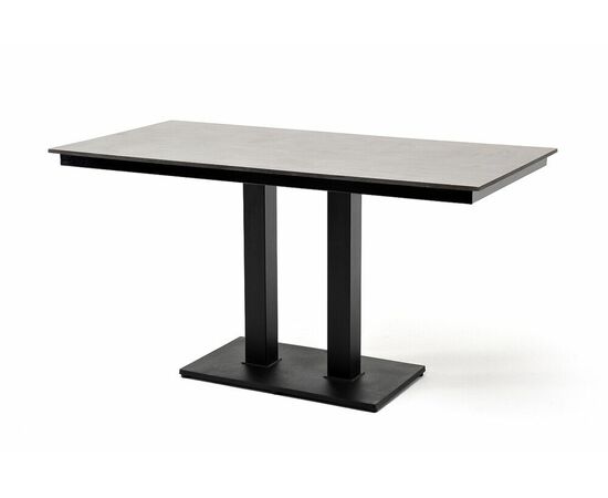 "Каффе" интерьерный стол из HPL квадратный 140х70см, цвет "серый гранит", подстолье двойное черное чугун, изображение 3 | Интернет магазин мебели и декора LifeDekor