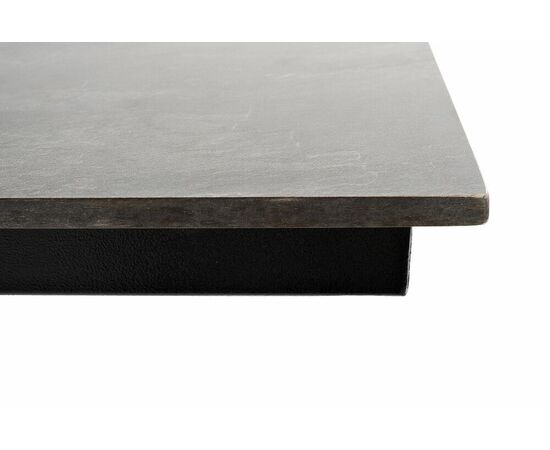 "Каффе" интерьерный стол из HPL квадратный 140х70см, цвет "серый гранит", подстолье двойное черное чугун, изображение 4 | Интернет магазин мебели и декора LifeDekor