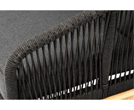 "Канны" диван 3-местный плетеный из роупа, основание дуб, роуп темно-серый круглый, ткань темно-серая 027, изображение 4 | Интернет магазин мебели и декора LifeDekor