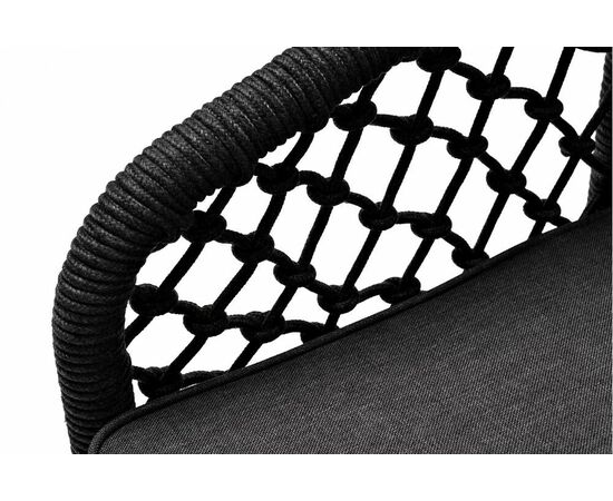 "Канны" кресло плетеное из роупа (узелки), каркас алюминий темно-серый (RAL7024) муар, роуп темно-серый круглый, ткань темно-серая 027, изображение 4 | Интернет магазин мебели и декора LifeDekor