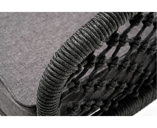 "Канны" кресло плетеное из роупа (узелки), каркас алюминий темно-серый (RAL7024) муар, роуп темно-серый круглый, ткань темно-серая 027, изображение 5 | Интернет магазин мебели и декора LifeDekor