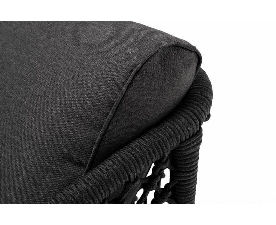 "Канны" кресло плетеное из роупа (узелки), каркас алюминий темно-серый (RAL7024) муар, роуп темно-серый круглый, ткань темно-серая 027, изображение 10 | Интернет магазин мебели и декора LifeDekor