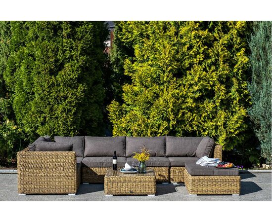 "Лунго" трансформирующаяся лаунж-зона из искусственного ротанга (гиацинт), цвет соломенный, изображение 18 | Интернет магазин мебели и декора LifeDekor