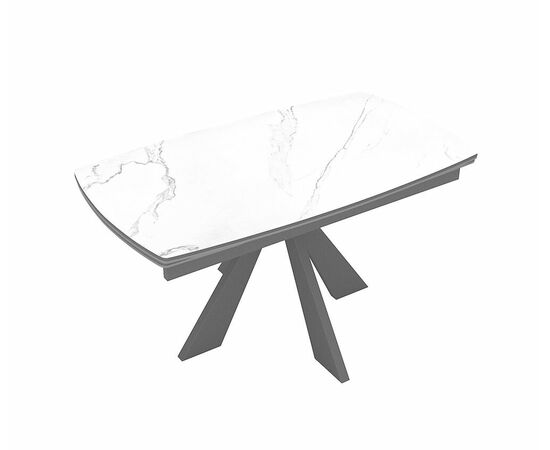 Стол DikLine DKU120 Керамика Белый мрамор/подстолье черное/опоры черные (2 уп.), изображение 2 | Интернет магазин мебели и декора LifeDekor
