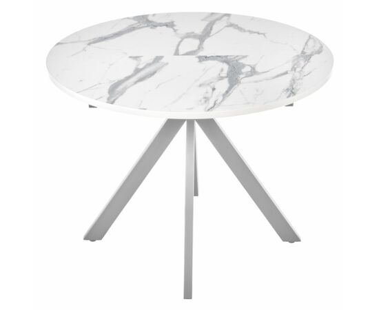 Стол Rudolf круглый раскладной 100-130x100x75см, белый мрамор, белый, изображение 5 | Интернет магазин мебели и декора LifeDekor