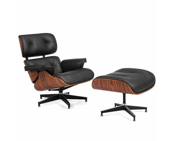 Кресло EAMES LOUNGE CHAIR и оттоманка EAMES LOUNGE CHAIR чёрные, изображение 8 | Интернет магазин мебели и декора LifeDekor