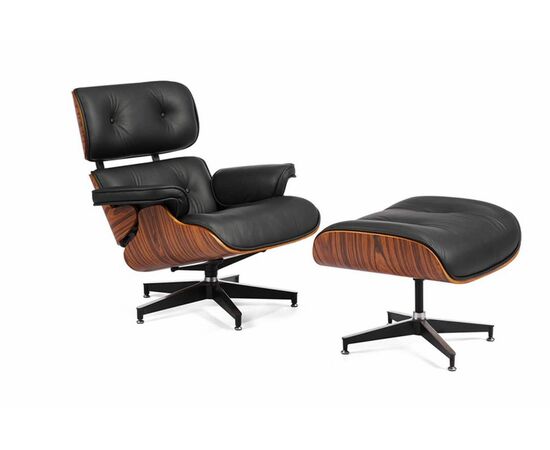 Кресло EAMES LOUNGE CHAIR и оттоманка EAMES LOUNGE CHAIR чёрные | Интернет магазин мебели и декора LifeDekor