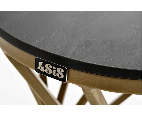 "Сантьяго" журнальный стол из HPL круглый Ø40 H55, каркас из стали золотой, цвет столешницы "серый гранит", изображение 2 | Интернет магазин мебели и декора LifeDekor