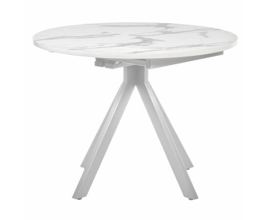 Стол Rudolf круглый раскладной 100-130x100x75см, белый мрамор, белый, изображение 2 | Интернет магазин мебели и декора LifeDekor