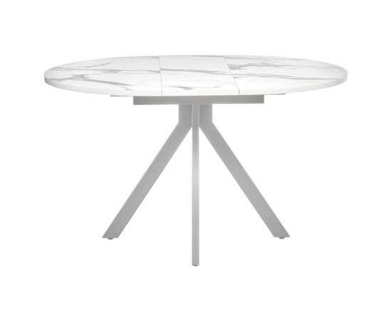 Стол Rudolf круглый раскладной 100-130x100x75см, белый мрамор, белый, изображение 8 | Интернет магазин мебели и декора LifeDekor