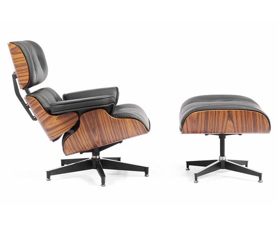 Кресло EAMES LOUNGE CHAIR и оттоманка EAMES LOUNGE CHAIR чёрные, изображение 2 | Интернет магазин мебели и декора LifeDekor