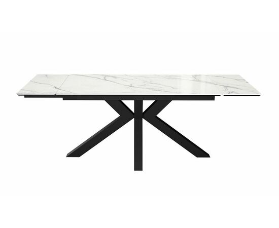 Стол DikLine SFE160 Керамика Tianshan White (белый полуглянец)/подстолье черное/опоры черные (2 уп.), изображение 2 | Интернет магазин мебели и декора LifeDekor