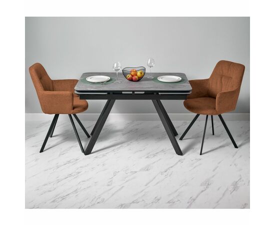 Стол Arthur раскладной 120-184x80x75см, керамогранит серый мрамор Greys Grey, чёрный, изображение 12 | Интернет магазин мебели и декора LifeDekor