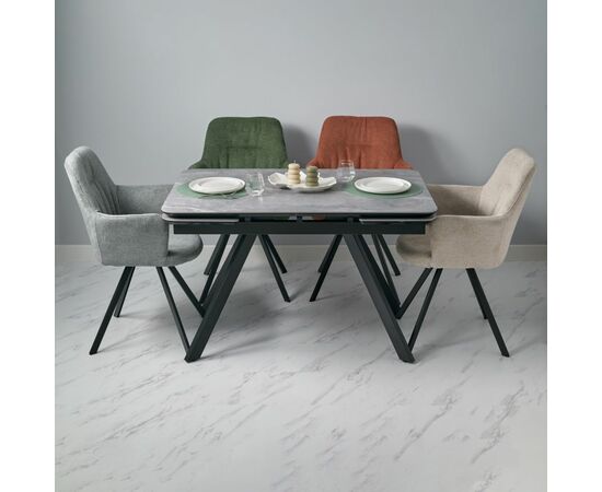 Стол Arthur раскладной 120-184x80x75см, керамогранит серый мрамор Greys Grey, чёрный, изображение 14 | Интернет магазин мебели и декора LifeDekor