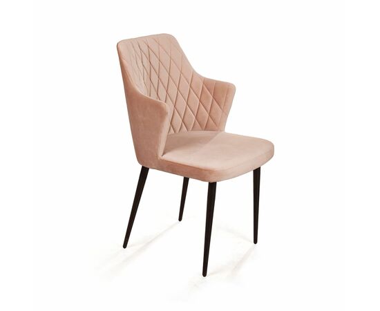 Стул с подлокотниками Hunt ромб, бархат бежевый 5 / чёрный конус | Интернет магазин мебели и декора LifeDekor