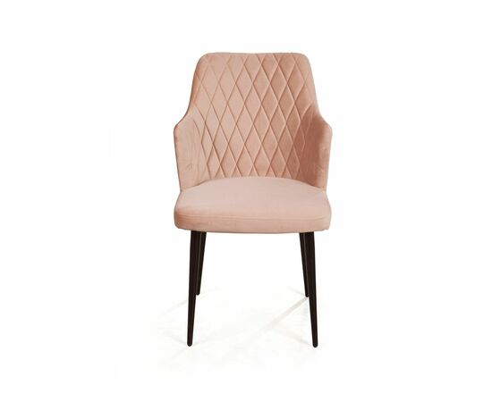 Стул с подлокотниками Hunt ромб, бархат бежевый 5 / чёрный конус, изображение 2 | Интернет магазин мебели и декора LifeDekor