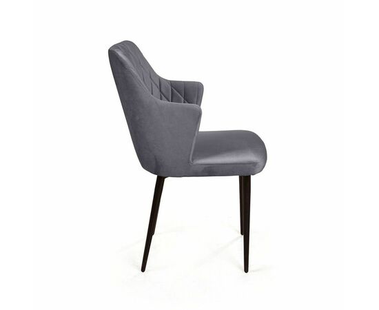 Стул с подлокотниками Hunt ромб, бархат серый 27 / чёрный конус, изображение 3 | Интернет магазин мебели и декора LifeDekor