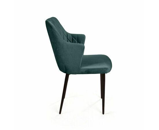 Стул с подлокотниками Hunt ромб, бархат зелёный 19 / чёрный конус, изображение 3 | Интернет магазин мебели и декора LifeDekor