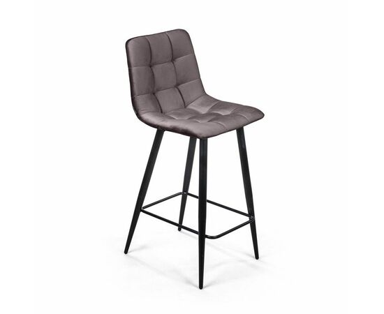 Стул полубарный UNO, бархат антрацит 14 / чёрный конус | Интернет магазин мебели и декора LifeDekor