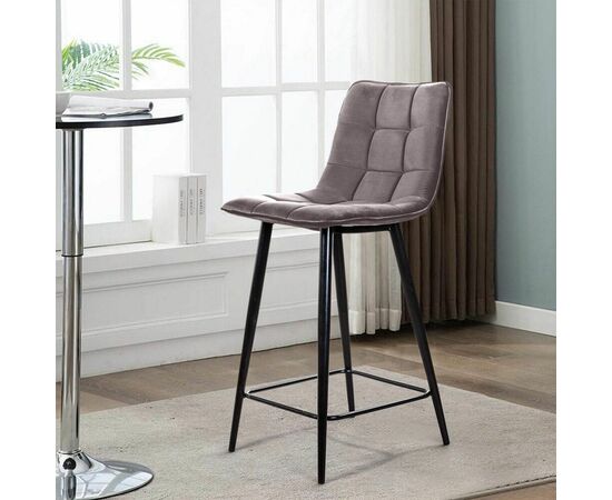 Стул полубарный UNO, бархат антрацит 14 / чёрный конус, изображение 14 | Интернет магазин мебели и декора LifeDekor