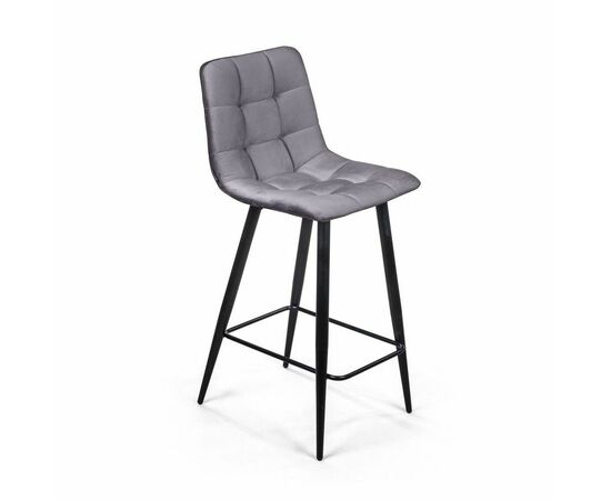 Стул полубарный UNO, бархат светло-серый 26/ чёрный конус | Интернет магазин мебели и декора LifeDekor