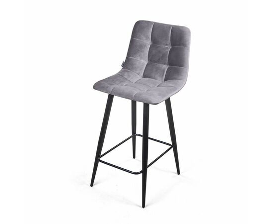 Стул полубарный UNO, бархат светло-серый 26/ чёрный конус, изображение 7 | Интернет магазин мебели и декора LifeDekor