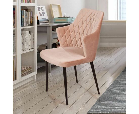 Стул с подлокотниками Hunt ромб, бархат бежевый 5 / чёрный конус, изображение 14 | Интернет магазин мебели и декора LifeDekor