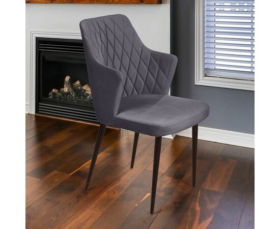 Стул с подлокотниками Hunt ромб, бархат серый 27 / чёрный конус, изображение 14 | Интернет магазин мебели и декора LifeDekor