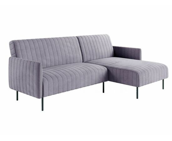 Baccara диван-кровать с шезлонгом, с подлокотниками, бархат серый 27 | Интернет магазин мебели и декора LifeDekor