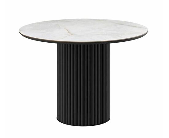 Стол DikLine AKR120 Керамика глянец Ostra Bianco/подстолье черное/опоры черные (2 уп.) | Интернет магазин мебели и декора LifeDekor