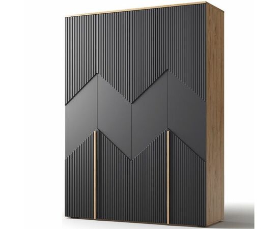 Шкаф «Оливия 1» 4Д КМК 0971.20, дуб наварра/шагрень черная | Интернет магазин мебели и декора LifeDekor