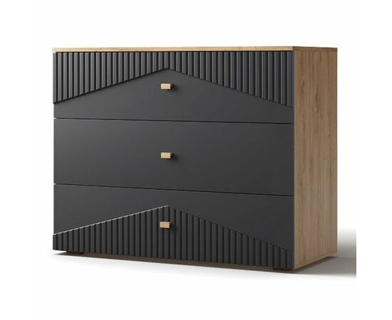 Комод «Оливия» 3Я КМК 0971.19, дуб наварра/шагрень черная | Интернет магазин мебели и декора LifeDekor