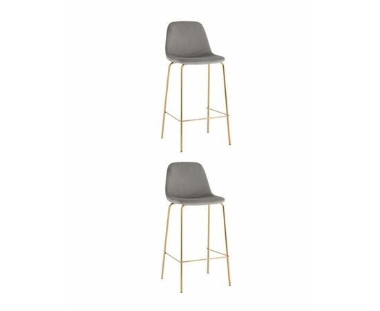 Стул барный Валенсия SN велюр серый золотые ножки 2 шт | Интернет магазин мебели и декора LifeDekor