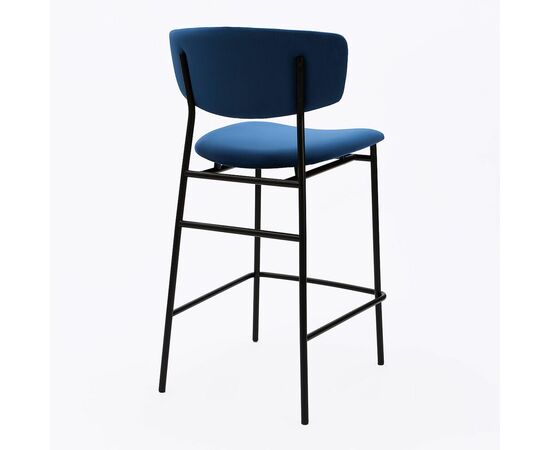 Дизайнерский полубарный стул Marko синий, черный металл, изображение 3 | Интернет магазин мебели и декора LifeDekor