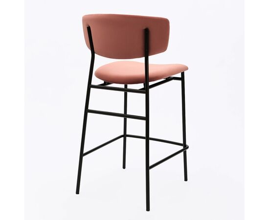 Дизайнерский полубарный стул Marko розовый, черный металл, изображение 2 | Интернет магазин мебели и декора LifeDekor
