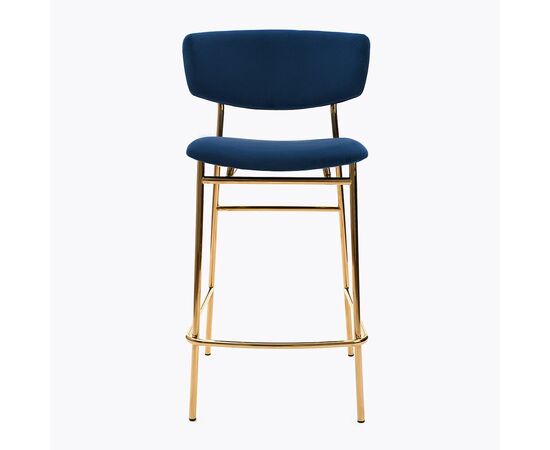 Дизайнерский полубарный стул Marko синий, основание золото, изображение 2 | Интернет магазин мебели и декора LifeDekor