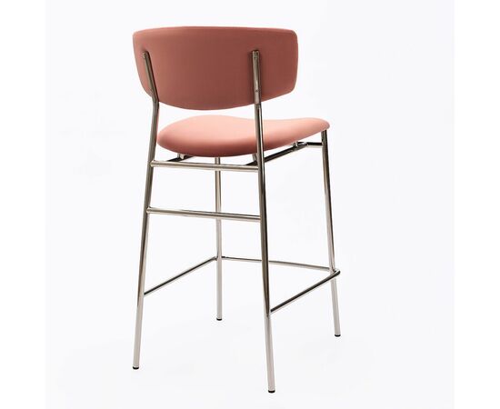 Дизайнерский полубарный стул Marko розовый, основание хром, изображение 2 | Интернет магазин мебели и декора LifeDekor