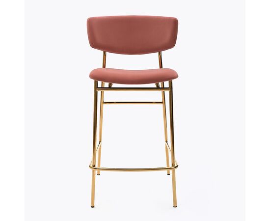 Дизайнерский полубарный стул Marko розовый, основание золото, изображение 2 | Интернет магазин мебели и декора LifeDekor