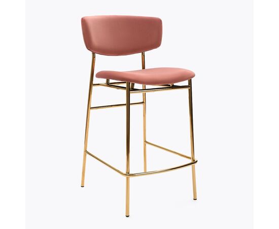 Дизайнерский полубарный стул Marko розовый, основание золото | Интернет магазин мебели и декора LifeDekor