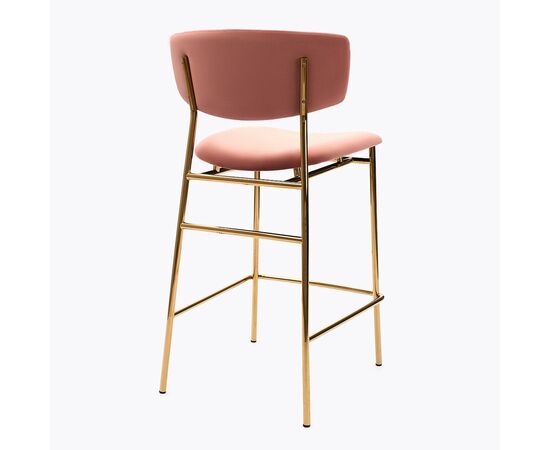 Дизайнерский полубарный стул Marko розовый, основание золото, изображение 3 | Интернет магазин мебели и декора LifeDekor