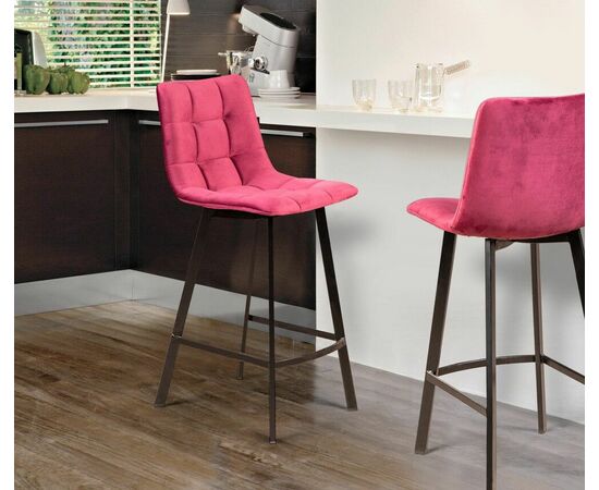 Стул барный UNO, бархат красный 16 new / чёрный профиль, изображение 8 | Интернет магазин мебели и декора LifeDekor