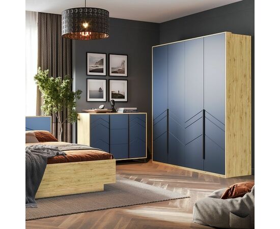 Спальня «Тиана» КМК 0967, дуб наварра/синий матовый, изображение 3 | Интернет магазин мебели и декора LifeDekor