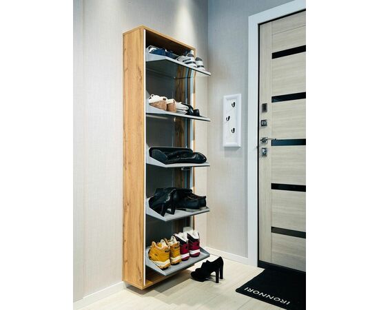 Обувница ЛАЙТ 5 МП (Дуб Вотан / Зеркало), изображение 2 | Интернет магазин мебели и декора LifeDekor